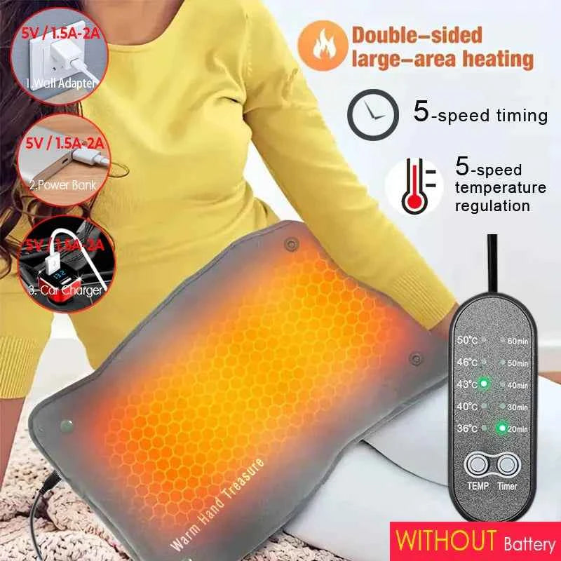 HeatEase™ Graphene Quick-Heating Pad – Adjustable Temp & Timer, USB-Powered