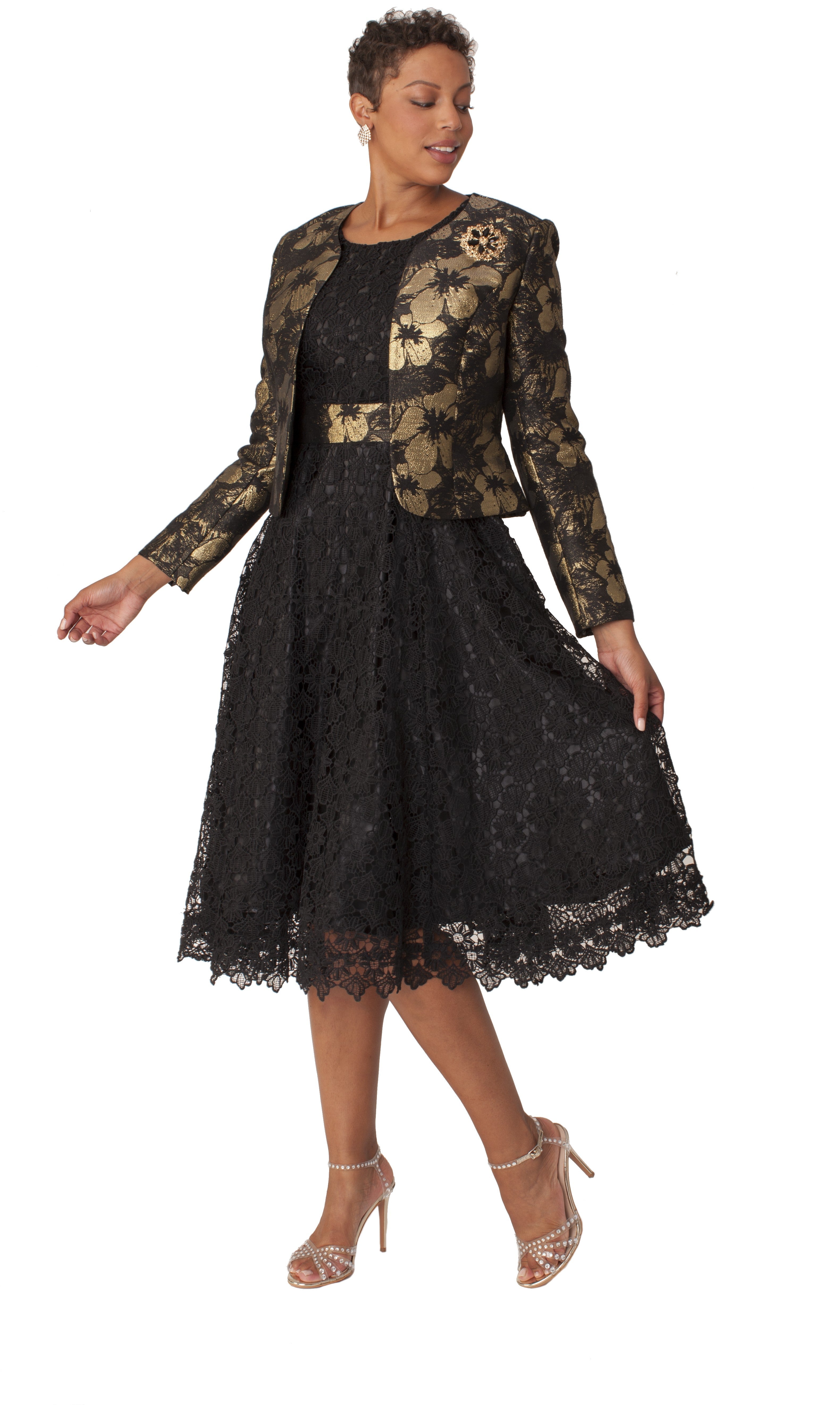 Elegant Woven Jacket & Lace Dress Set – 4847 by Tally Taylor