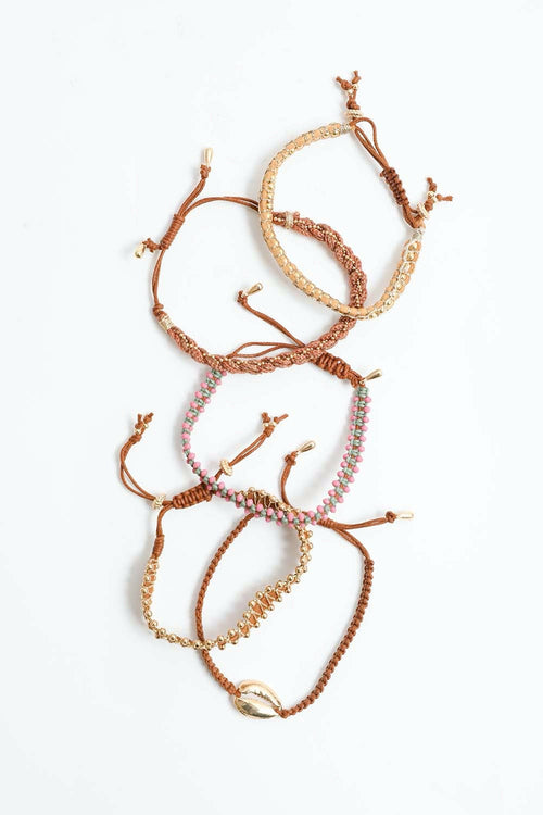 Woven Stackable Beaded Bracelet - Gold Colorful Boho Jewelry