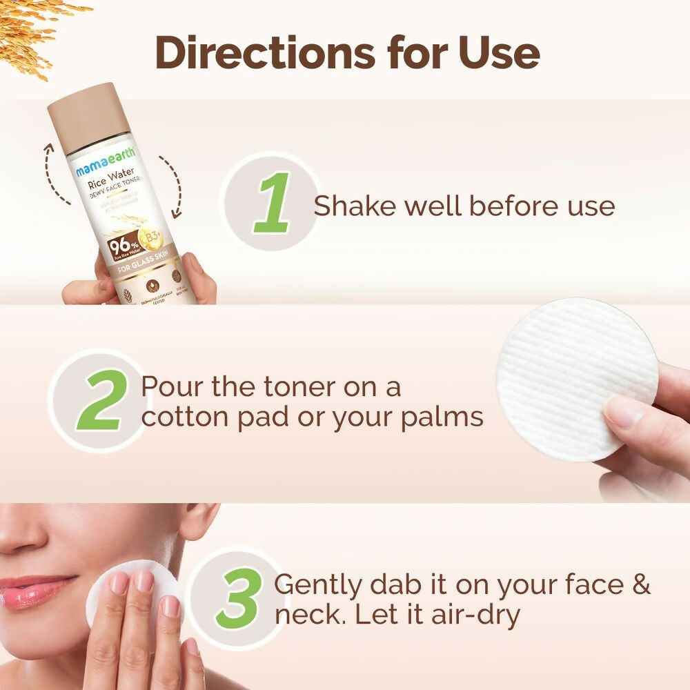 Mamaearth Rice Water Dewy Face Toner with 96% Pure Rice Water Extract & 4% Niacinamide for Glass Skin