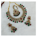 Joban Fashion Maroon-Green Stone Work Necklace Set