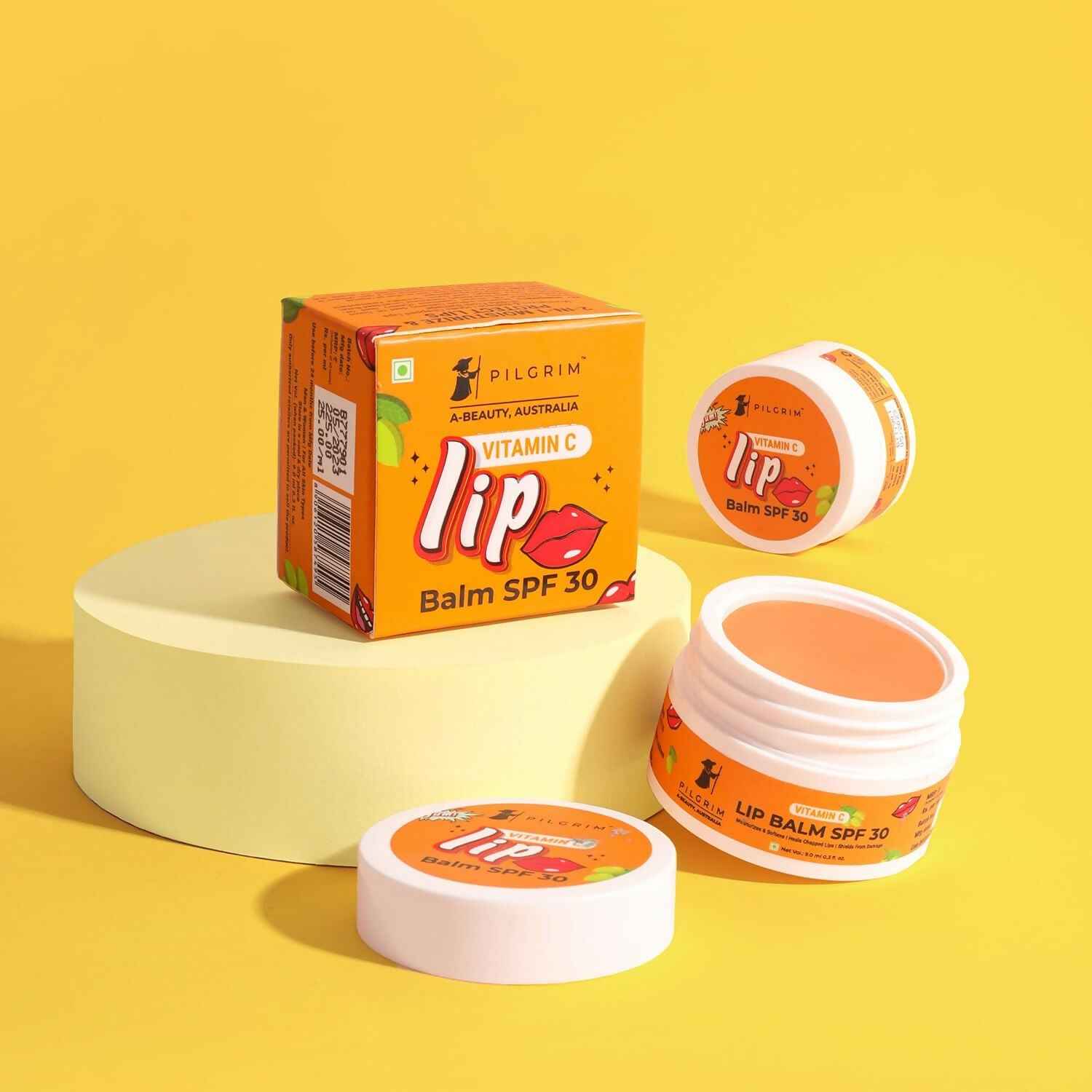 Pilgrim Vitamin C Lip Balm SPF 30 with Australian Kakadu Plum & Shea Butter For Smooth Soft Lips, Soothing & Hydrating Dry & Chapped Lips