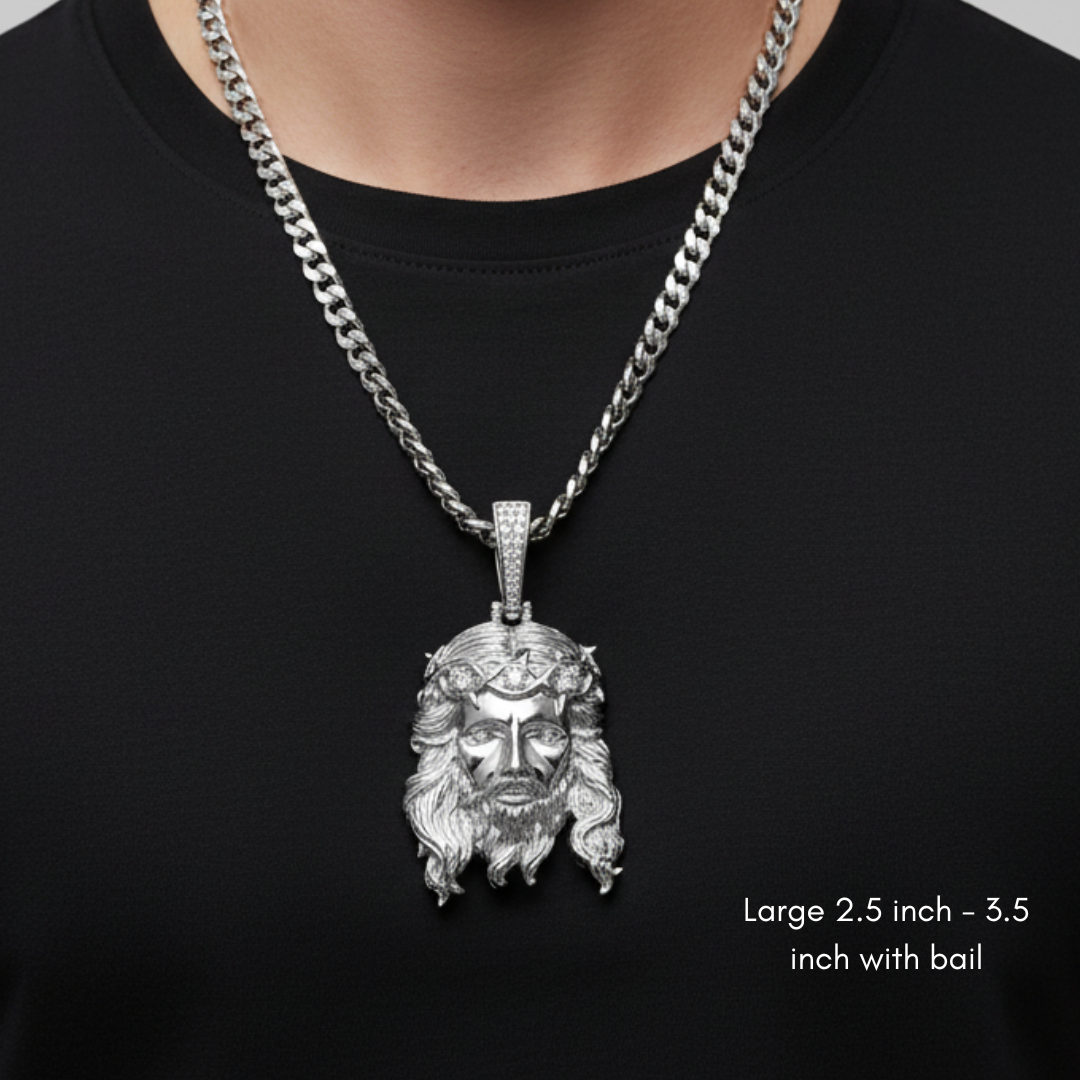 Moissanite Jesus Piece Head Pendant Moissanite Solid 925 Sterling Silver