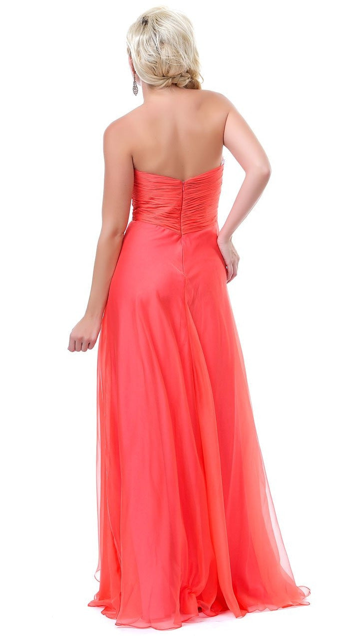 CLEARANCE - Cinderella Divine 7574 Strapless Prom Gown Double Layer Chiffon (Size 8) by DiscountDressShop