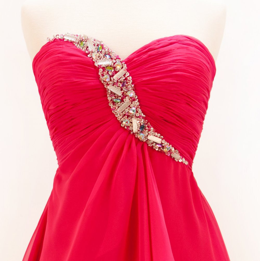 CLEARANCE - Cinderella Divine HK5744 Short Red Chiffon Dress (Size 4) by DiscountDressShop