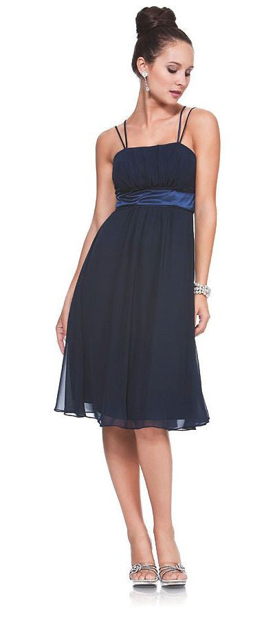 CLEARANCE - Knee Length Spaghetti Strap Chiffon Dress (Size Medium) by DiscountDressShop