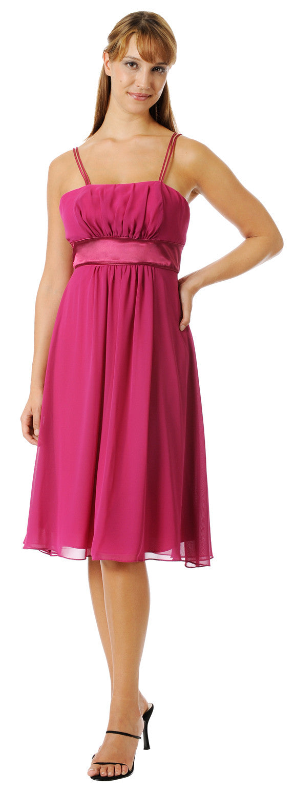 CLEARANCE - Knee Length Spaghetti Strap Chiffon Dress (Size Medium) by DiscountDressShop