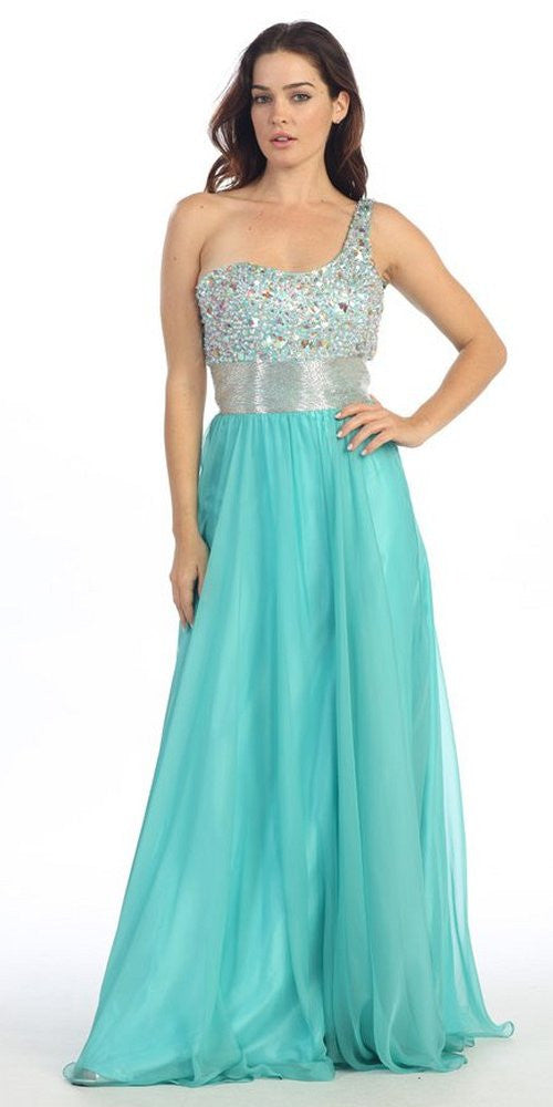 CLEARANCE - Eureka Fashion 2401 One Shoulder Corset A-Line Long Ball Gown (Size 2XL) by DiscountDressShop