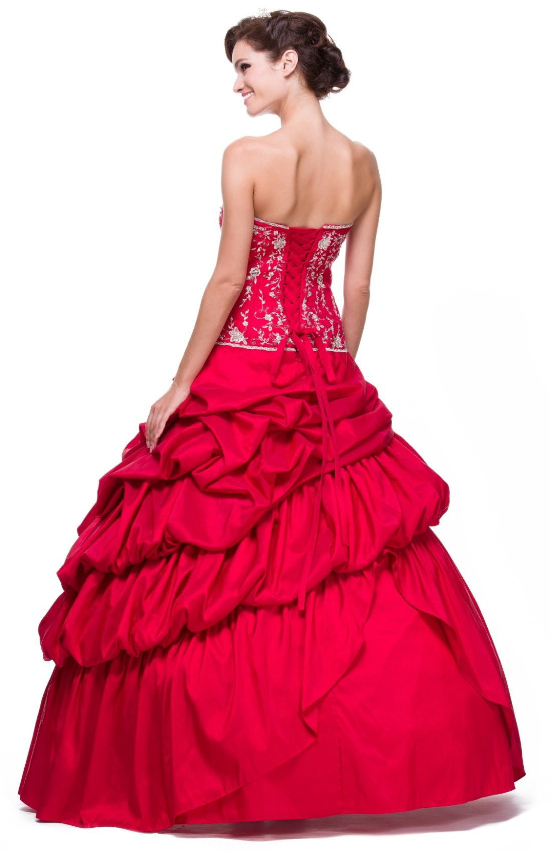 CLEARANCE - Juliet 302 Poofy Taffeta A-Line Strapless Embroidered Bodice Quinceanera Dress by DiscountDressShop