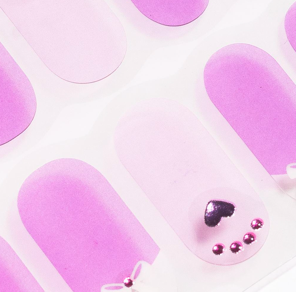Lavender Heart Gel Nails by Candied Nails