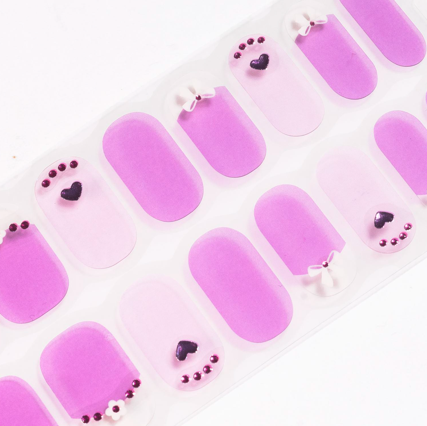Lavender Heart Gel Nails by Candied Nails