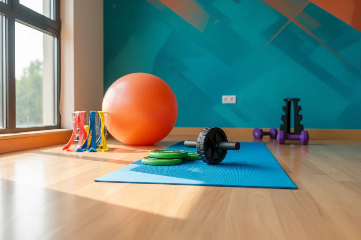 Core workout training setup with ab exercise equipment - complete abs workout guide