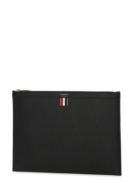 Thom Browne Men Black Leather Document Case by Luosophy