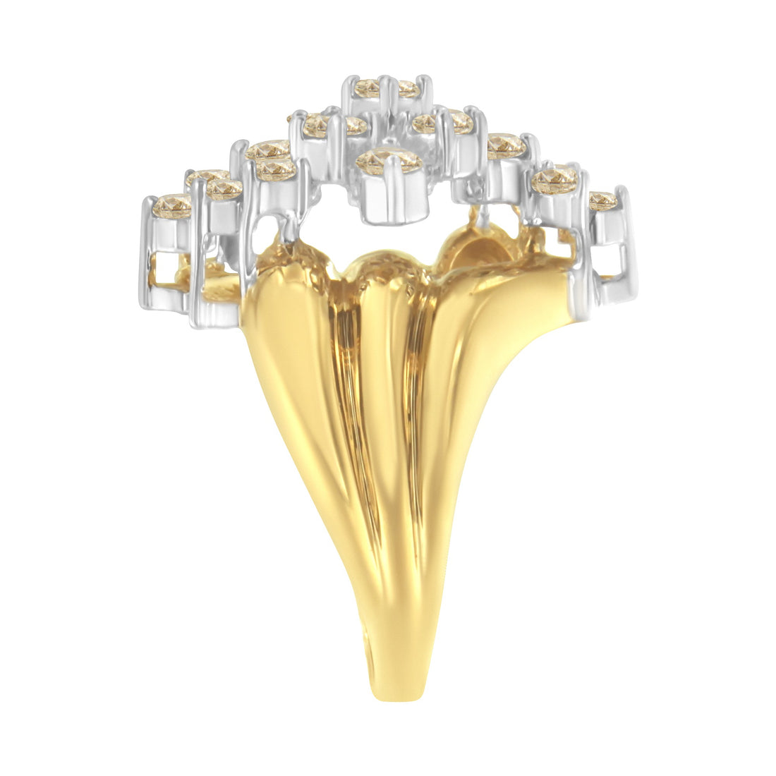 10K Yellow Gold Plated .925 Sterling Silver Diamond Cocktail Ring (1 1/2 Cttw, J-K Color, I1-I2 Clarity) - Size 7 by Bids.com