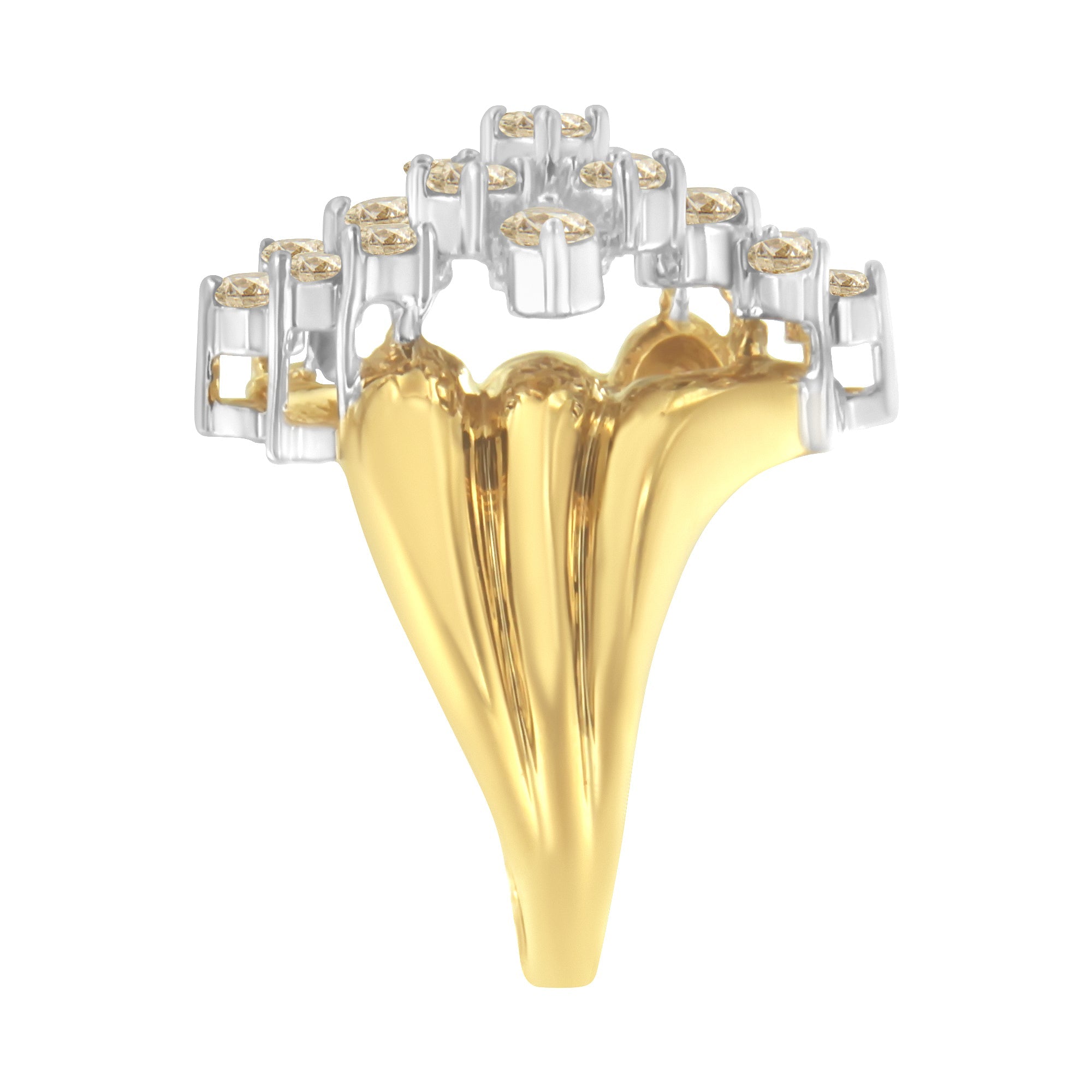 10K Yellow Gold Plated .925 Sterling Silver Diamond Cocktail Ring (1 1/2 Cttw, J-K Color, I1-I2 Clarity) - Size 7 by Bids.com