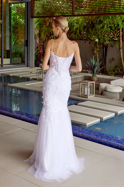 Juliet JT2469KW Long Sweetheart Boned Embellished Bodice Trumpet Gown by DiscountDressShop