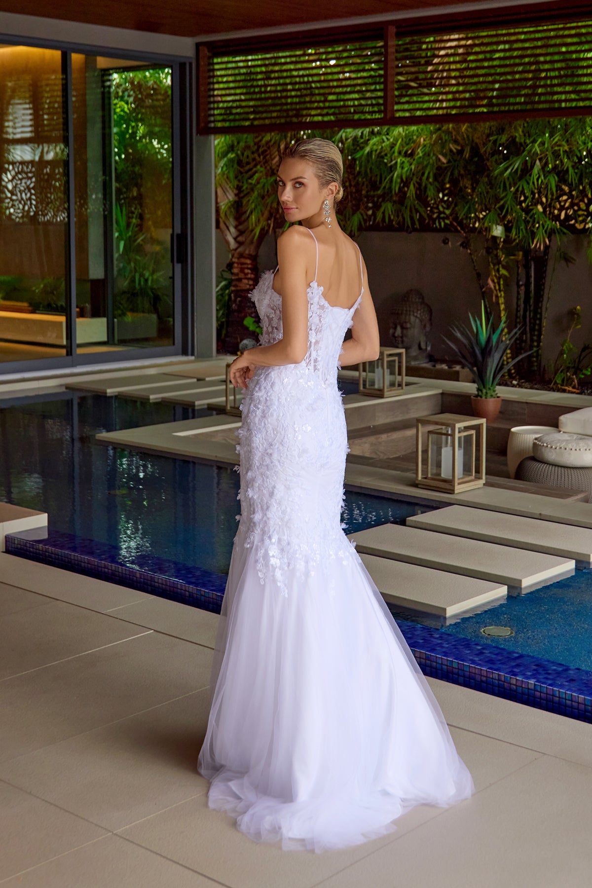 Juliet JT2469KW Long Sweetheart Boned Embellished Bodice Trumpet Gown by DiscountDressShop