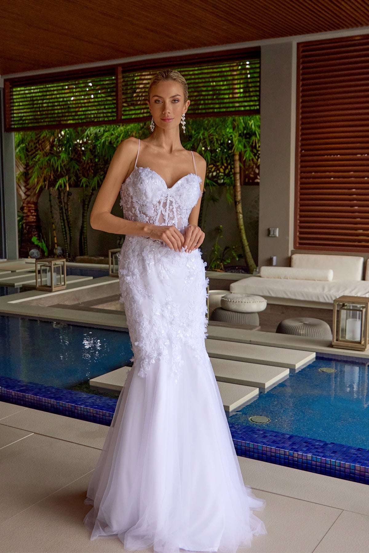 Juliet JT2469KW Long Sweetheart Boned Embellished Bodice Trumpet Gown by DiscountDressShop