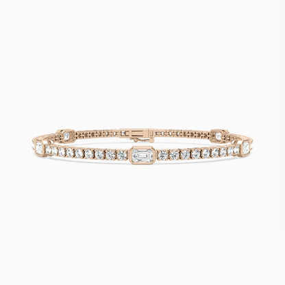 Ivory Emerald And Round Cut Lab Grown Diamond Tennis Bracelet