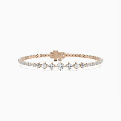 Daisy Round Cut Lab Grown Diamond Intricate Tennis Bracelet
