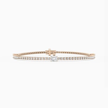 Ellie Round And Emerald Lab Grown Diamond Ingrid Tennis Bracelet