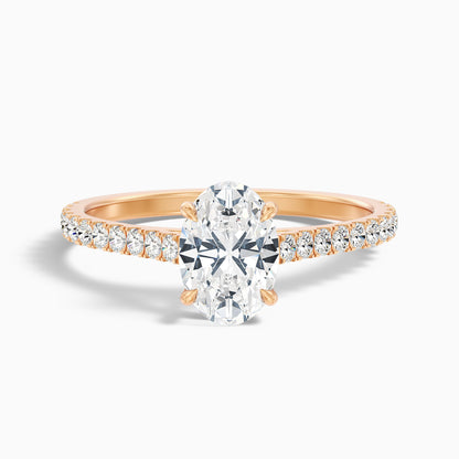 Diana 5 Carat Oval Side Stone Pave Moissanite Diamond Ring in 10k Yellow Gold
