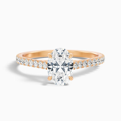 Diana 3.5 Carat Oval Side Stone Pave Moissanite Diamond Ring in 14k Rose Gold  DestGlow