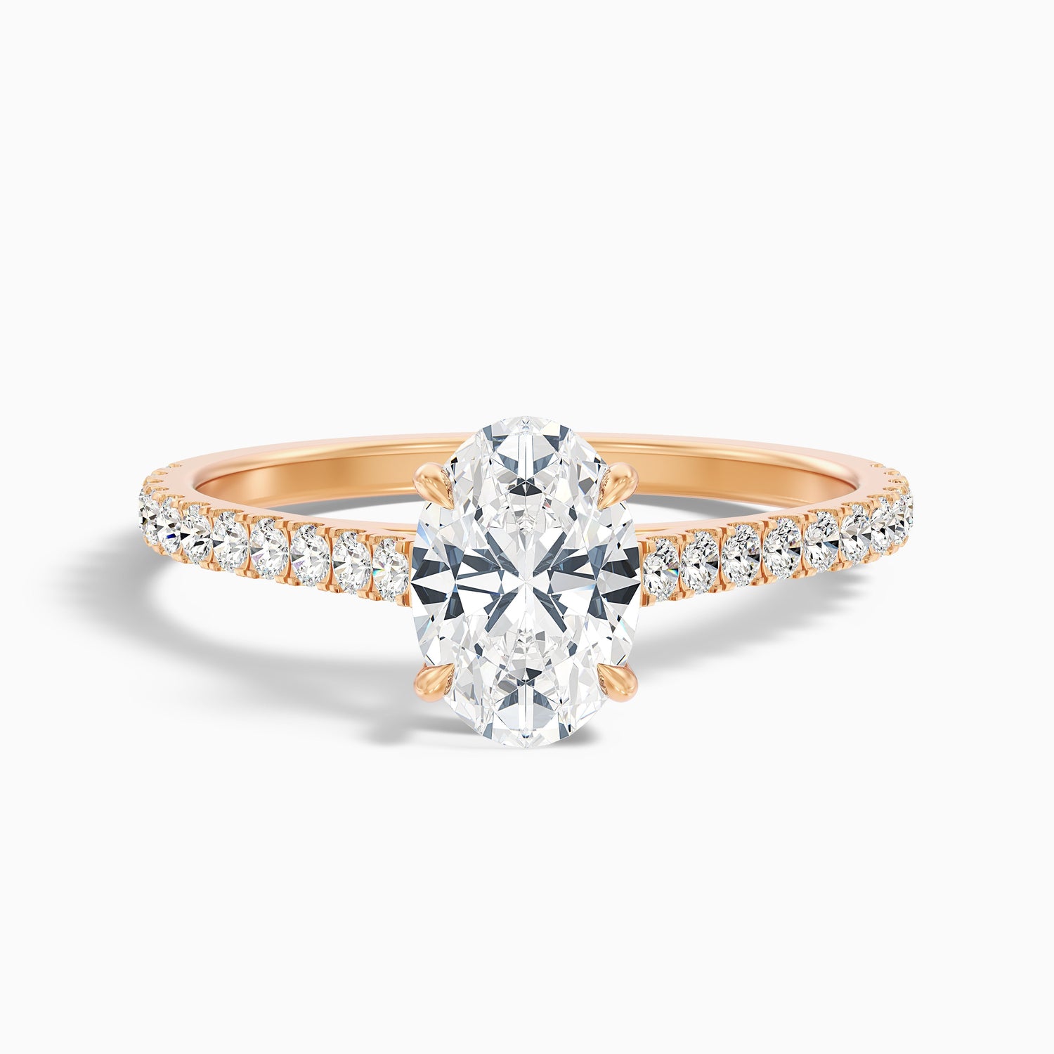 Diana 2.5 Carat Oval Side Stone Pave Moissanite Diamond Ring in 14k White Gold