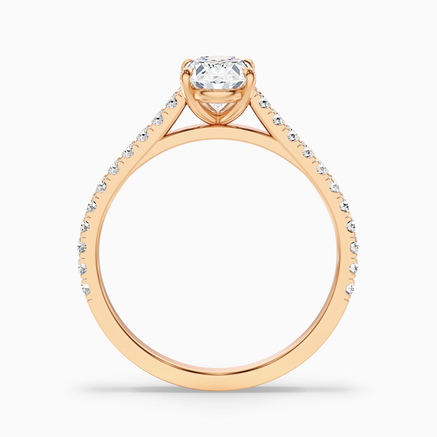 Zoe 4.5 Carat Oval Side Stone Pave Lab Grown Engagement Ring in 10k Rose Gold