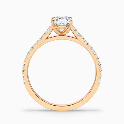Zoe 4.5 Carat Oval Side Stone Pave Lab Grown Engagement Ring in 10k Rose Gold