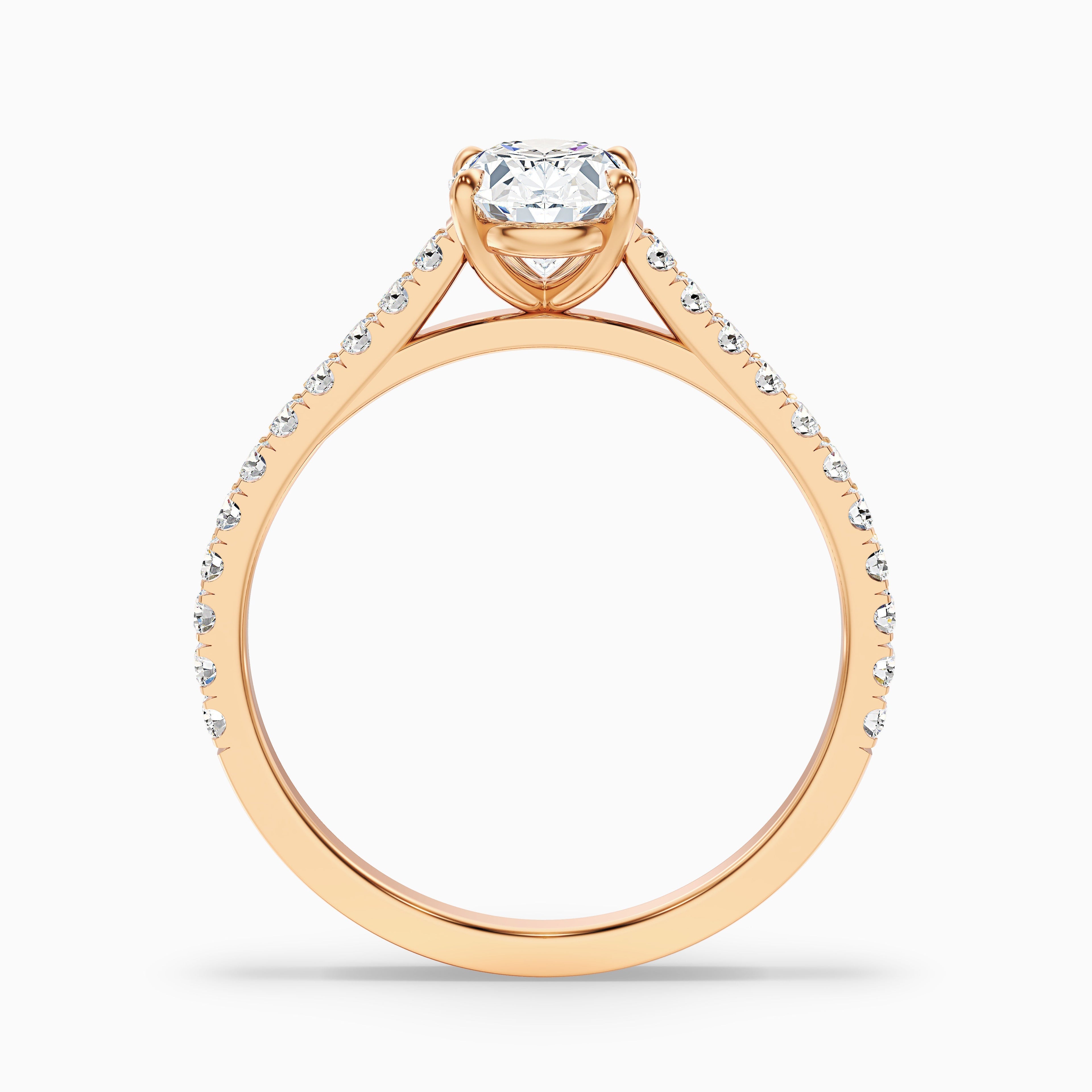 Zoe 3 Carat Oval Side Stone Pave Lab Grown Engagement Ring in 14k Yellow Gold