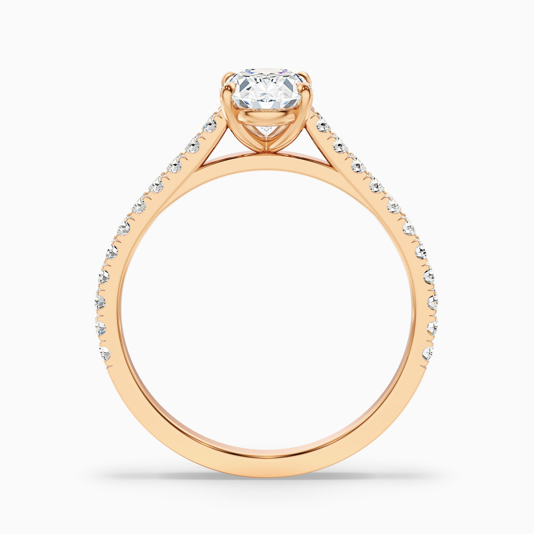 Zoe 3.5 Carat Oval Side Stone Pave Lab Grown Engagement Ring in 18k Rose Gold  DestGlow
