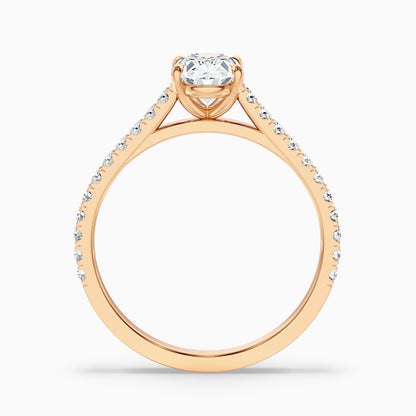 Diana 2 Carat Oval Side Stone Pave Moissanite Diamond Ring in 18k Yellow Gold  DestGlow