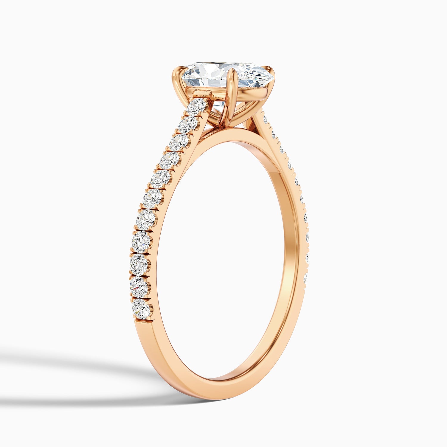 Zoe 1 Carat Oval Side Stone Pave Lab Grown Engagement Ring in 925 Sterling Silver