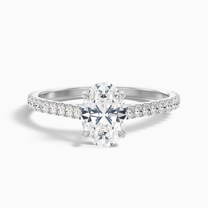 Diana 2.5 Carat Oval Side Stone Pave Moissanite Diamond Ring in 18k Rose Gold