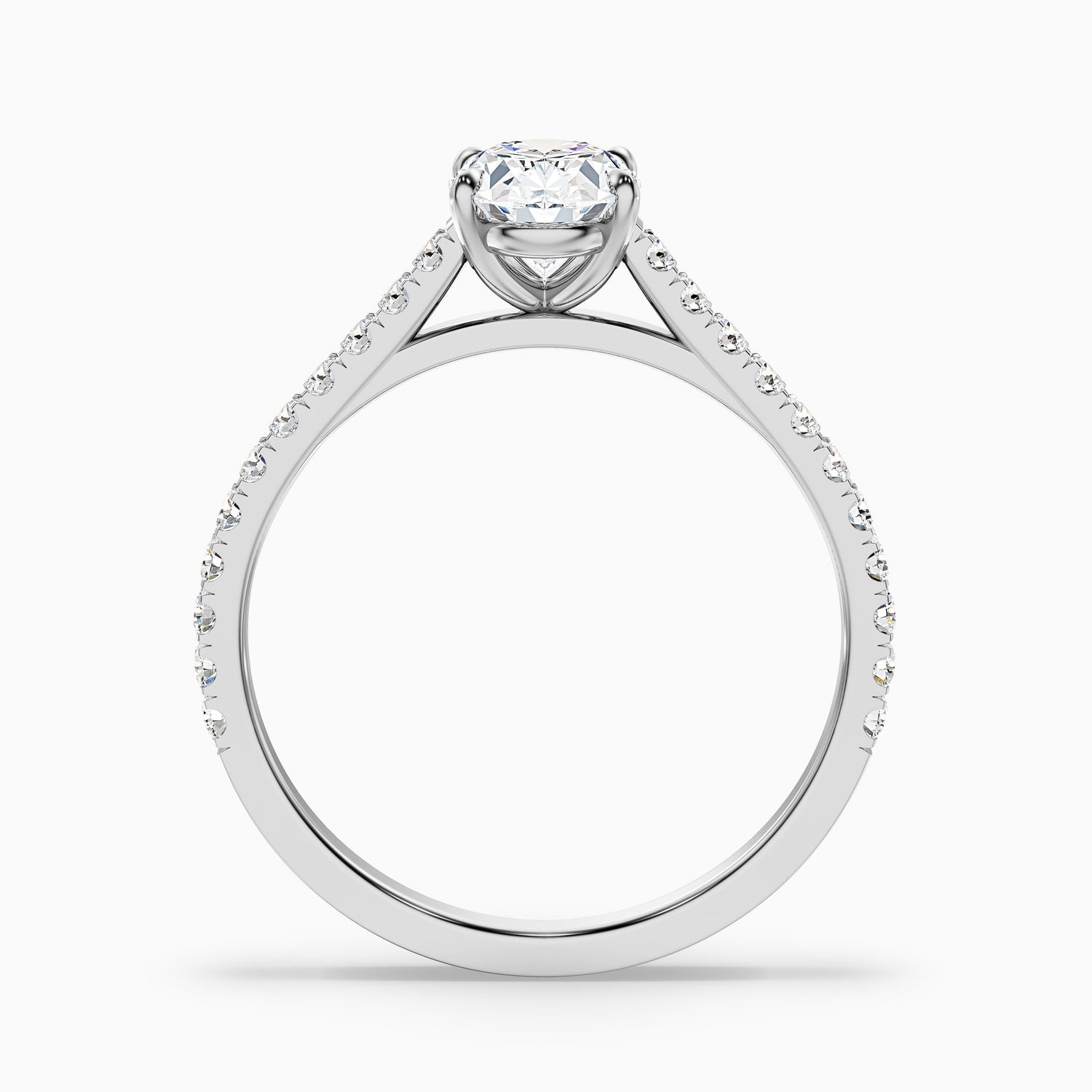 Diana 4.5 Carat Oval Side Stone Pave Moissanite Diamond Ring in Platinum
