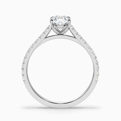 Zoe 1 Carat Oval Side Stone Pave Lab Grown Engagement Ring in 18k Rose Gold