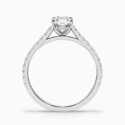 Zoe 4 Carat Oval Side Stone Pave Lab Grown Engagement Ring in 925 Sterling Silver