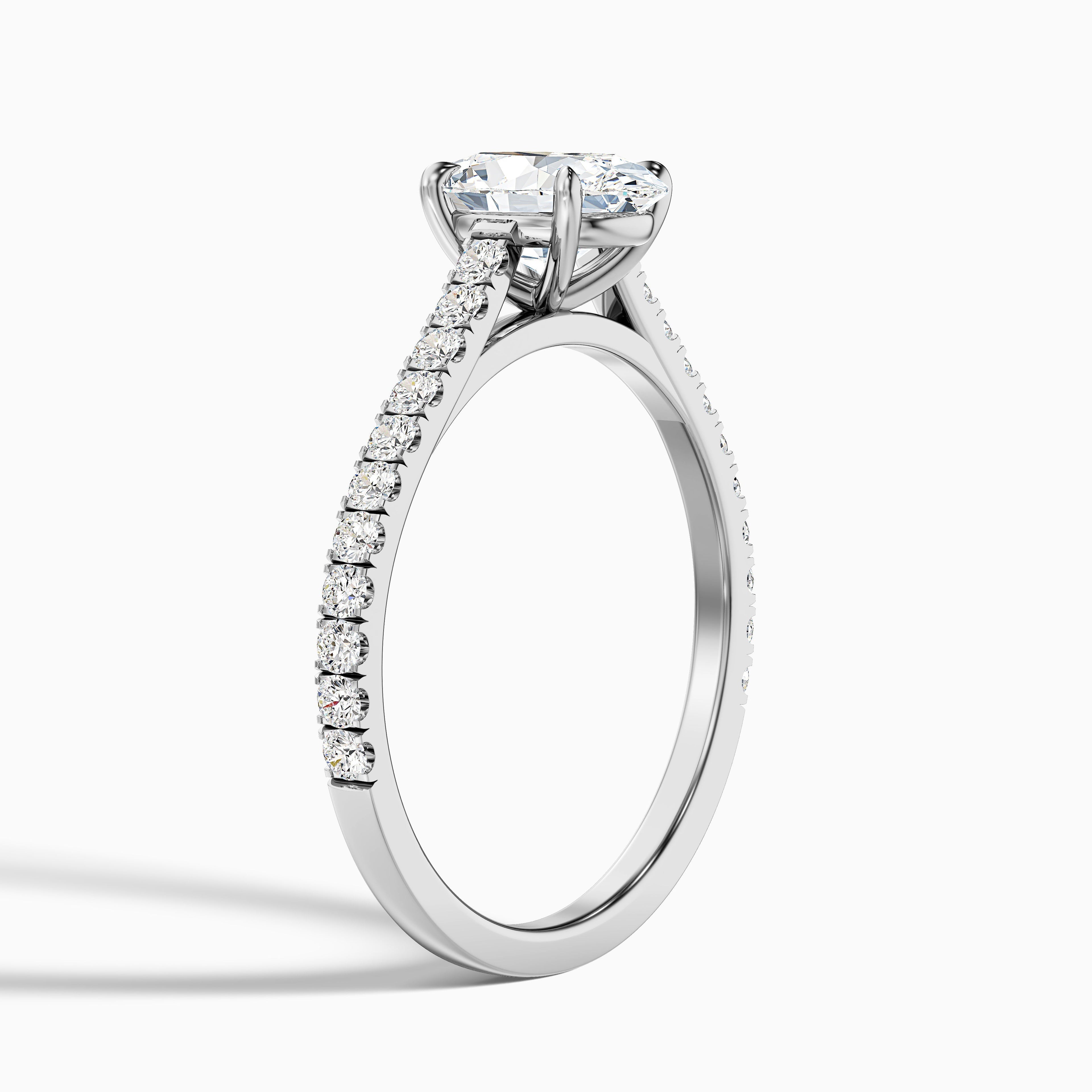 Zoe 3.5 Carat Oval Side Stone Pave Lab Grown Engagement Ring in 10k White Gold