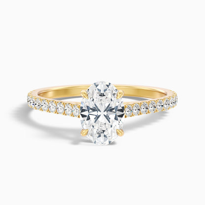 Diana 2.5 Carat Oval Side Stone Pave Moissanite Diamond Ring in 10k Rose Gold  DestGlow