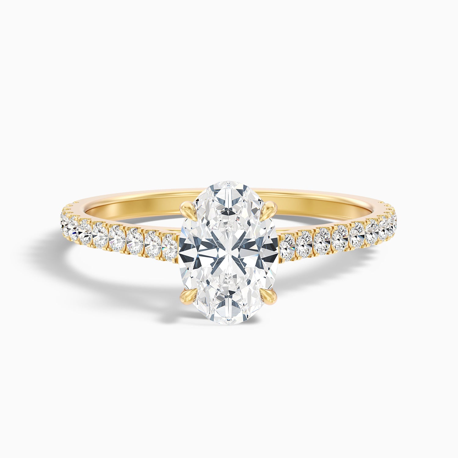 Zoe 3 Carat Oval Side Stone Pave Lab Grown Engagement Ring in 14k Rose Gold