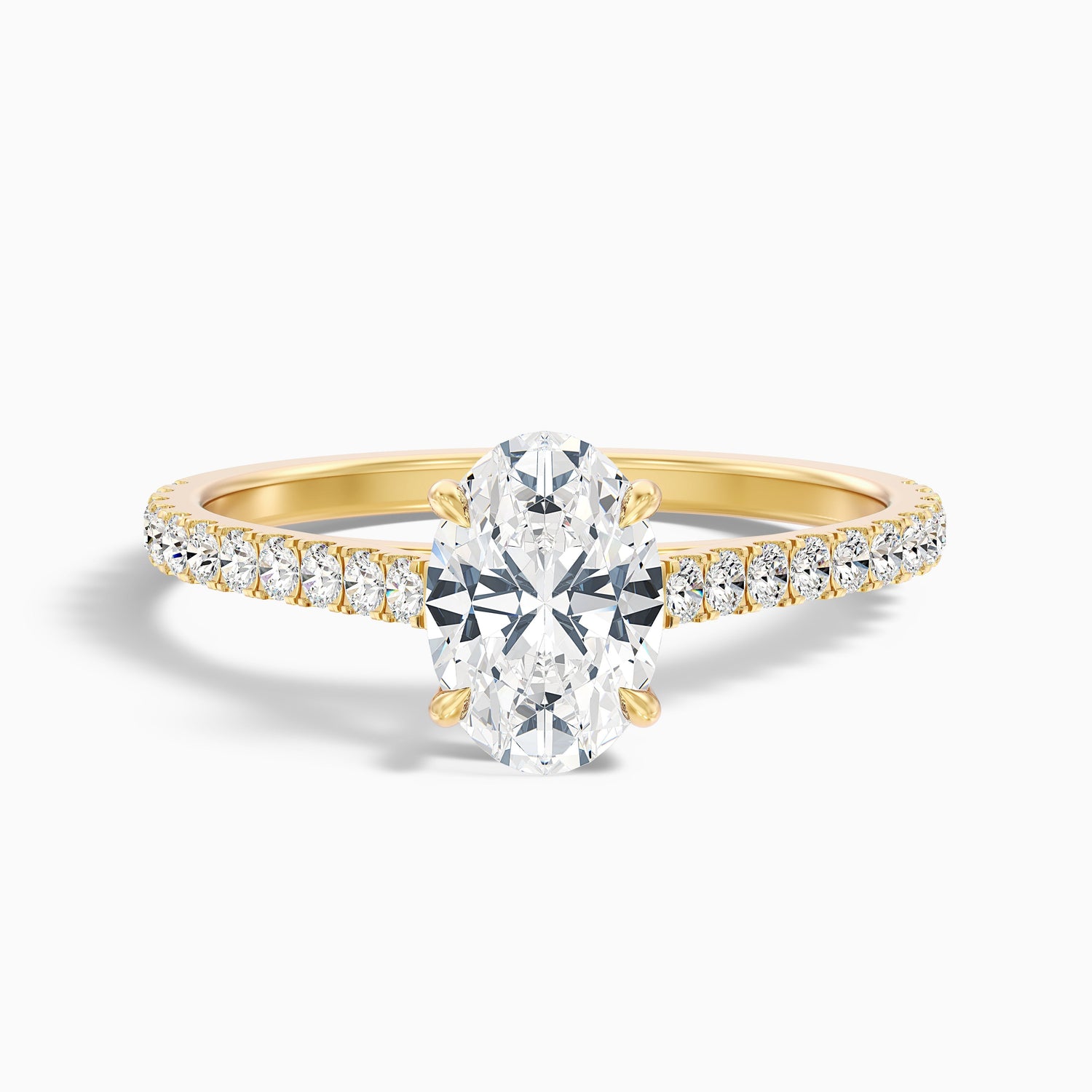 Diana 2.5 Carat Oval Side Stone Pave Moissanite Diamond Ring in 925 Sterling Silver