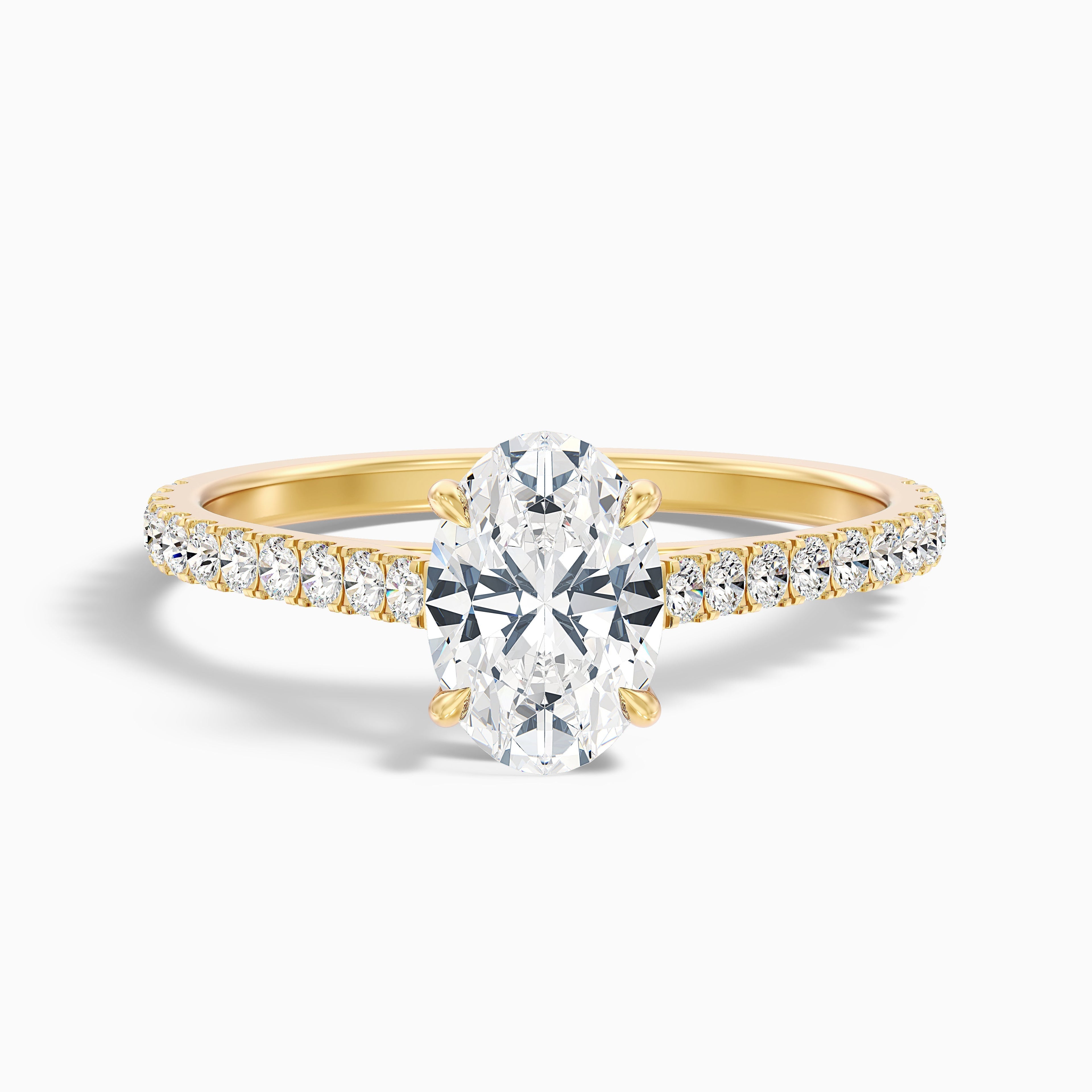 Diana 4.5 Carat Oval Side Stone Pave Moissanite Diamond Ring in 925 Sterling Silver