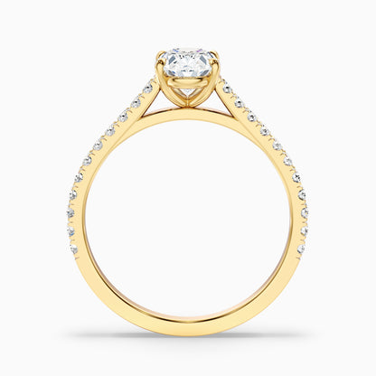 Diana 4.5 Carat Oval Side Stone Pave Moissanite Diamond Ring in 14k Yellow Gold  DestGlow