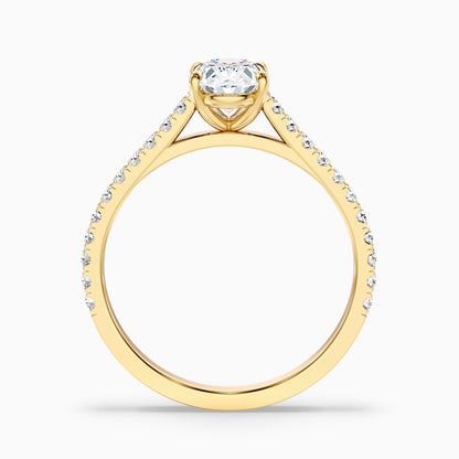 Zoe 5 Carat Oval Side Stone Pave Lab Grown Engagement Ring in 14k Yellow Gold