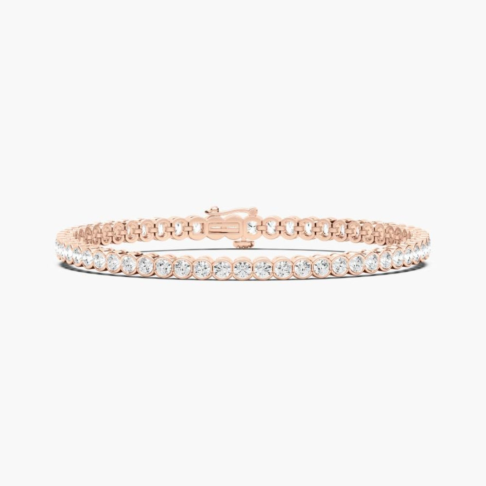Tessa Round Lab Grown Diamond Diamond Half Bezel Set Tennis Bracelet  DestGlow