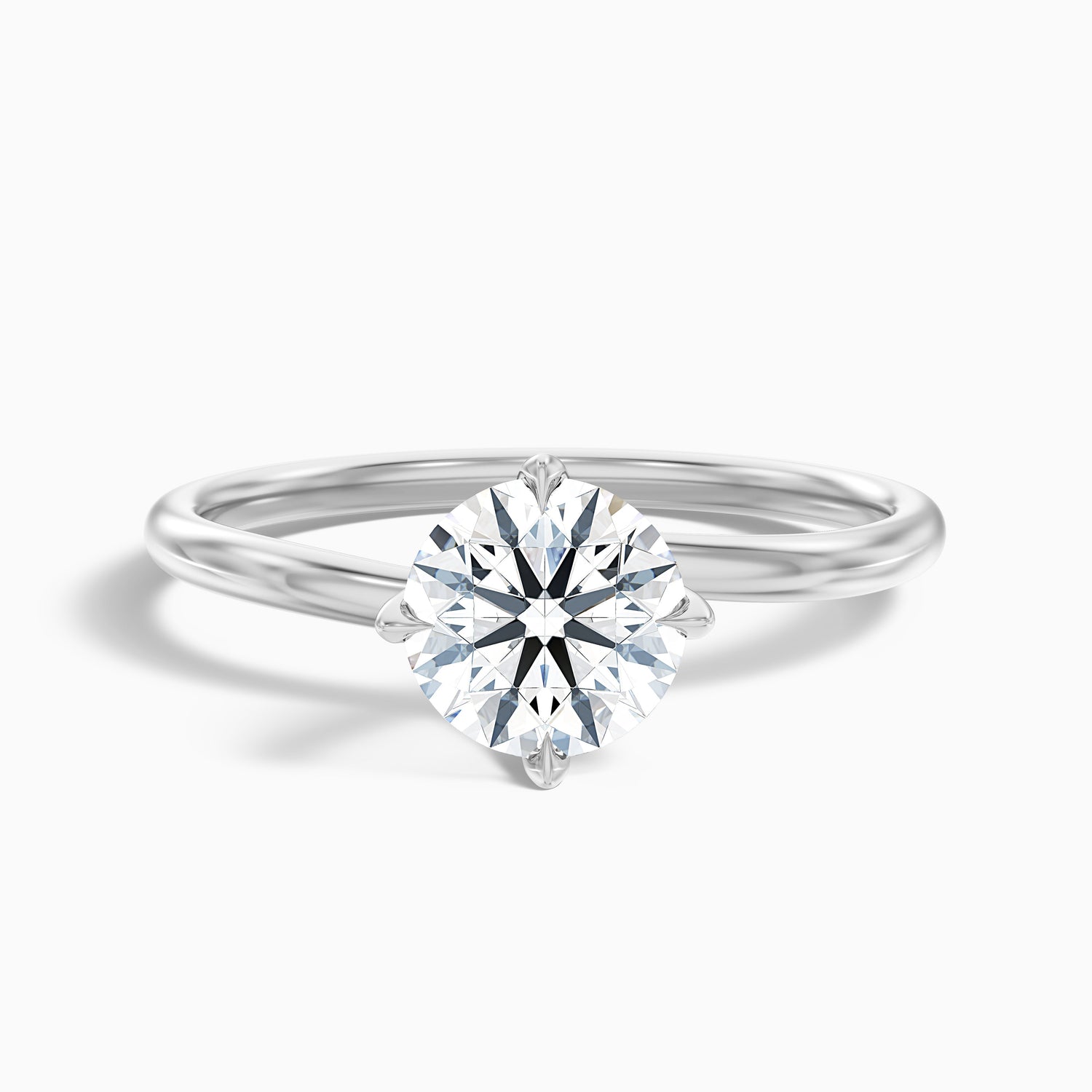 Noa 6 Carat Round Solitaire Moissanite Diamond Ring in 18k White Gold