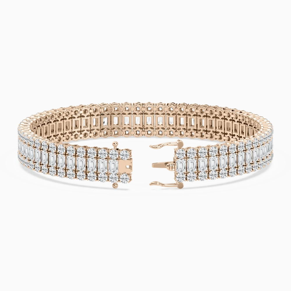 Dylan Emerald And Round Diamond Concentric Tennis Bracelet  DestGlow