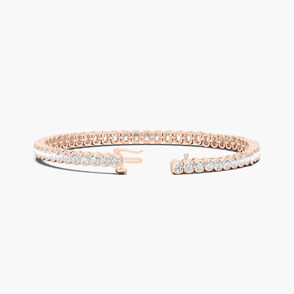 Tessa Round Lab Grown Diamond Diamond Half Bezel Set Tennis Bracelet  DestGlow