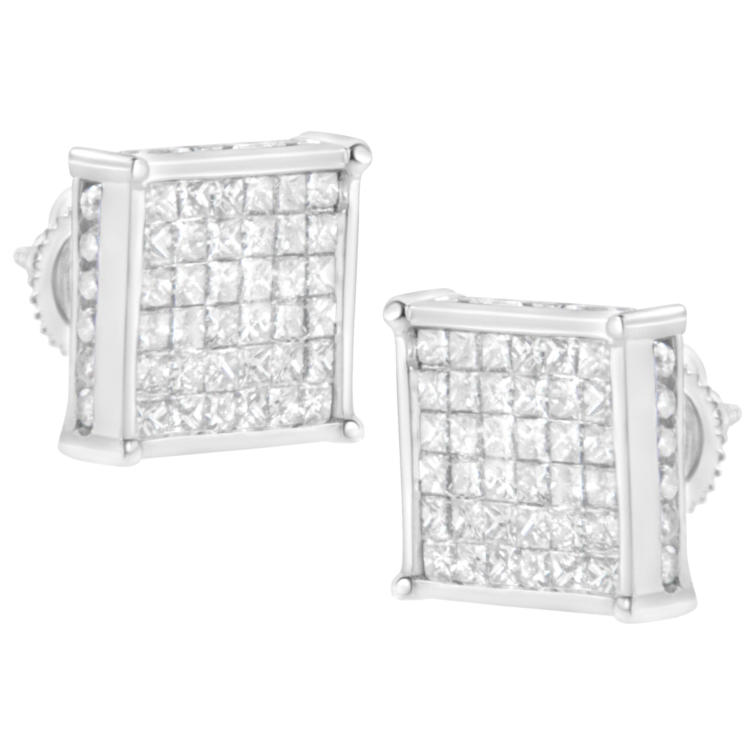 10K White Gold 2ct TDW Princess-Cut Composite Diamond Stud Earring (I-J ,I2-I3) by Bids.com